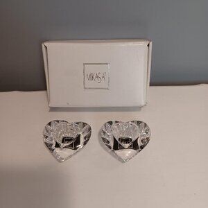 NWT Mikasa Crystal Heartfelt Heart Shaped Candle Holders 2 Pieces Slovenia